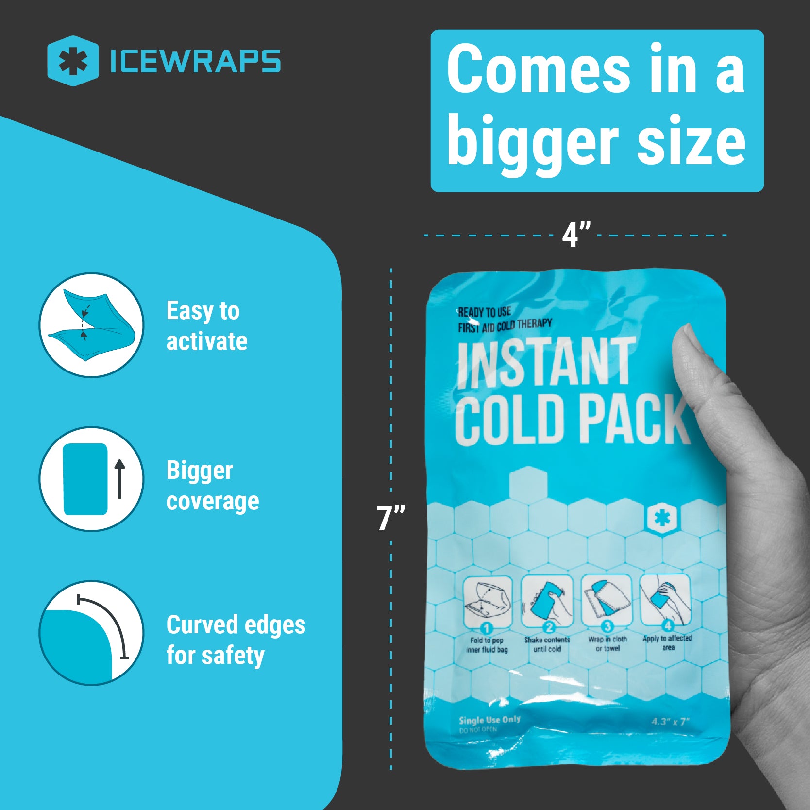 ICEWRAPS Instant Perineal Cold Pack - 2 in 1 Absorbent Maxi Pad and Instant  Cold Pack - 12 Count Single Use Postpartum Ice Cold Compress for After  Birth : Buy Online at