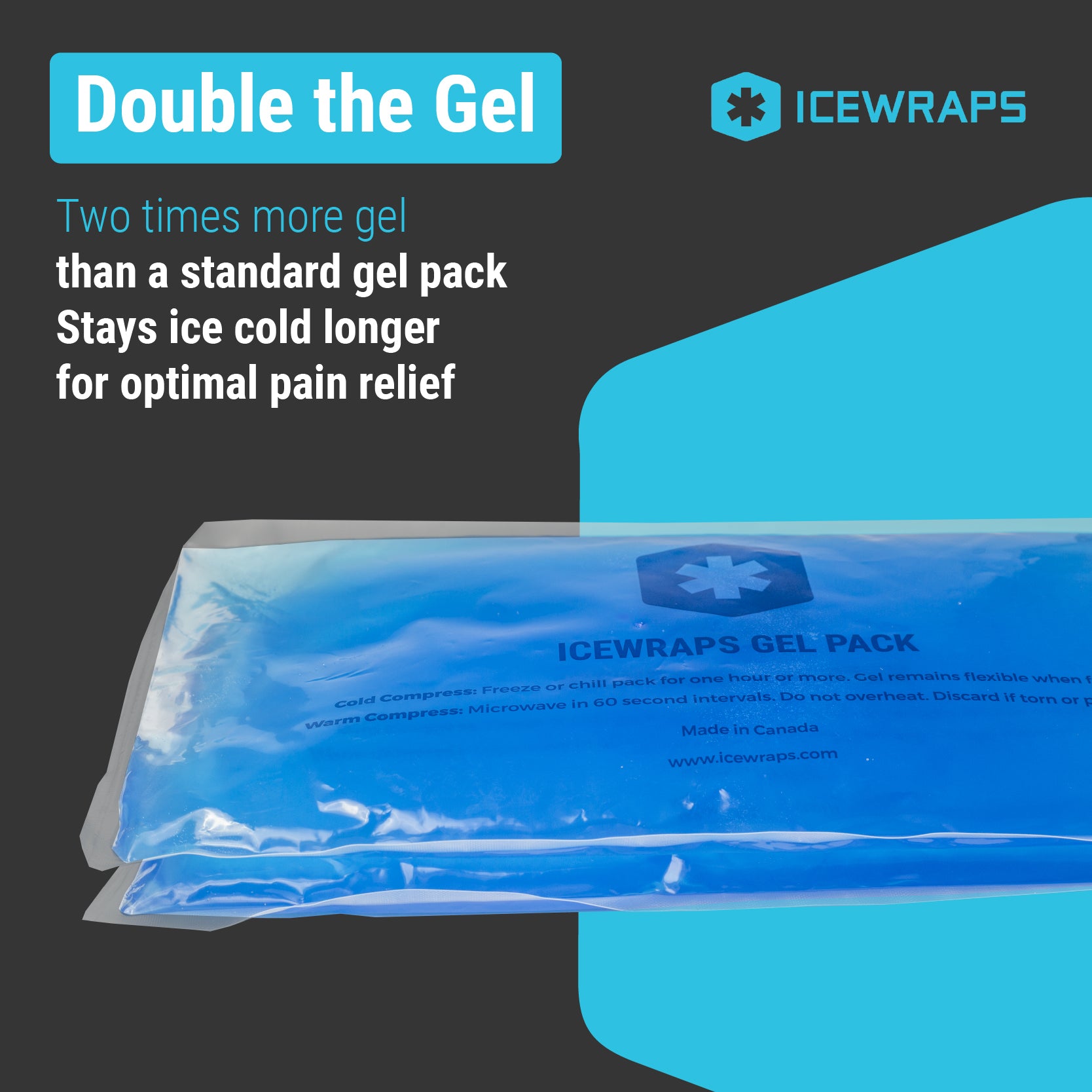 ICEWRAPS 6”x12” Reusable Gel Ice Packs - Hot Cold Compress for Injurie -  IceWraps
