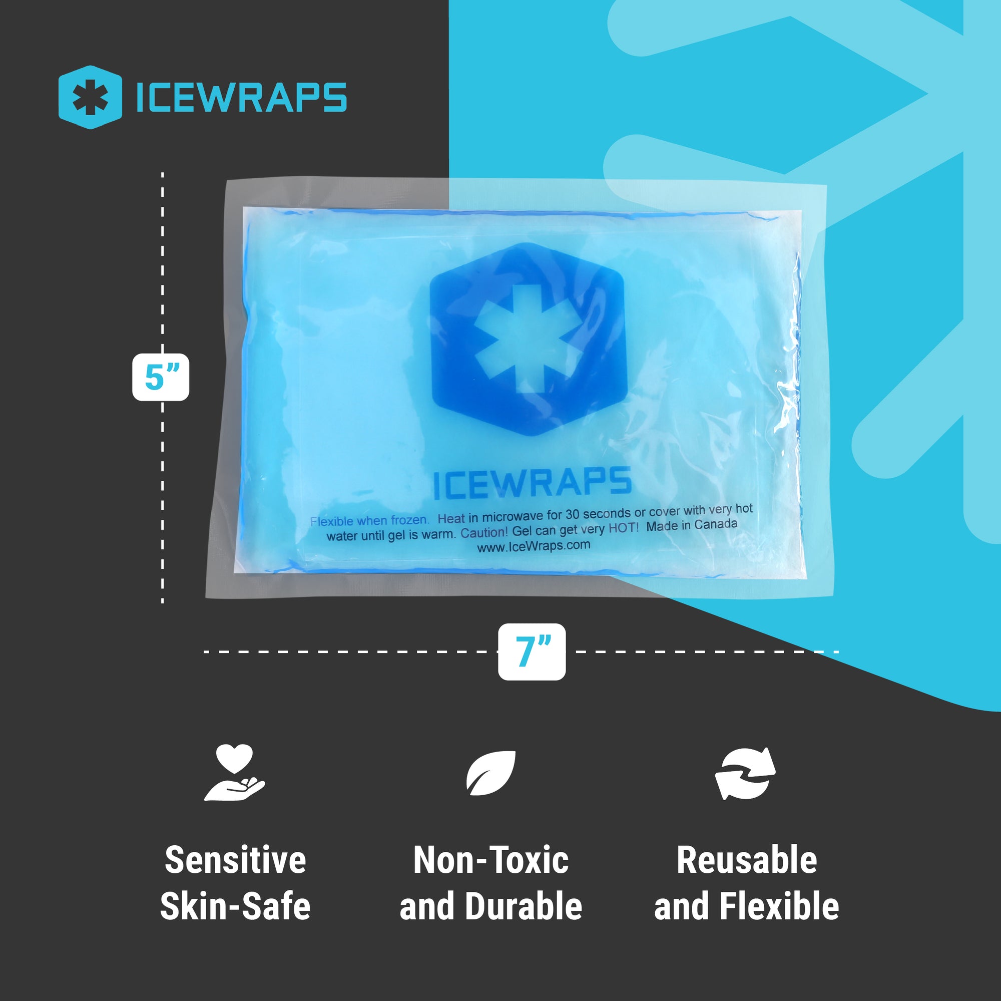 IceWraps 4 Round Reusable Hot/Cold Gel Pack with Cloth Backing, 5 Pack