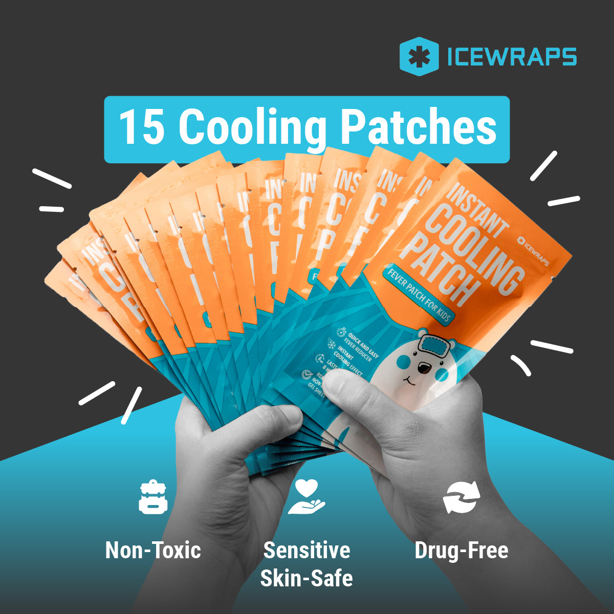 ICEWRAPS Cooling Patches for Kids | Kids Fever Stickers | Cooling Comfort  Pad for Baby Fever | Baby Fever Cooling Pad | Fever Patch for Kids | Cold