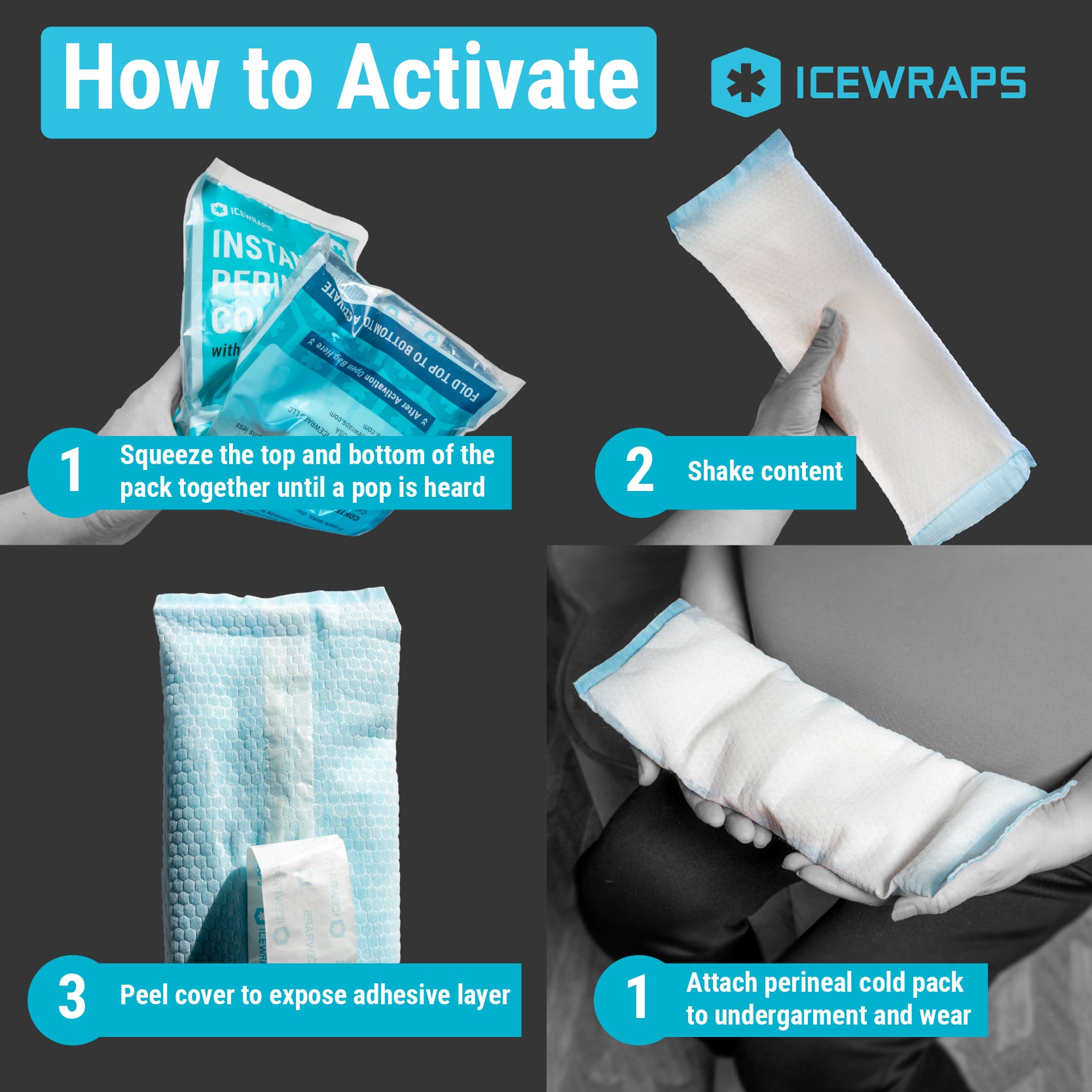 ICEWRAPS Instant Perineal Cold Pack - 2 in 1 Absorbent Maxi Pad